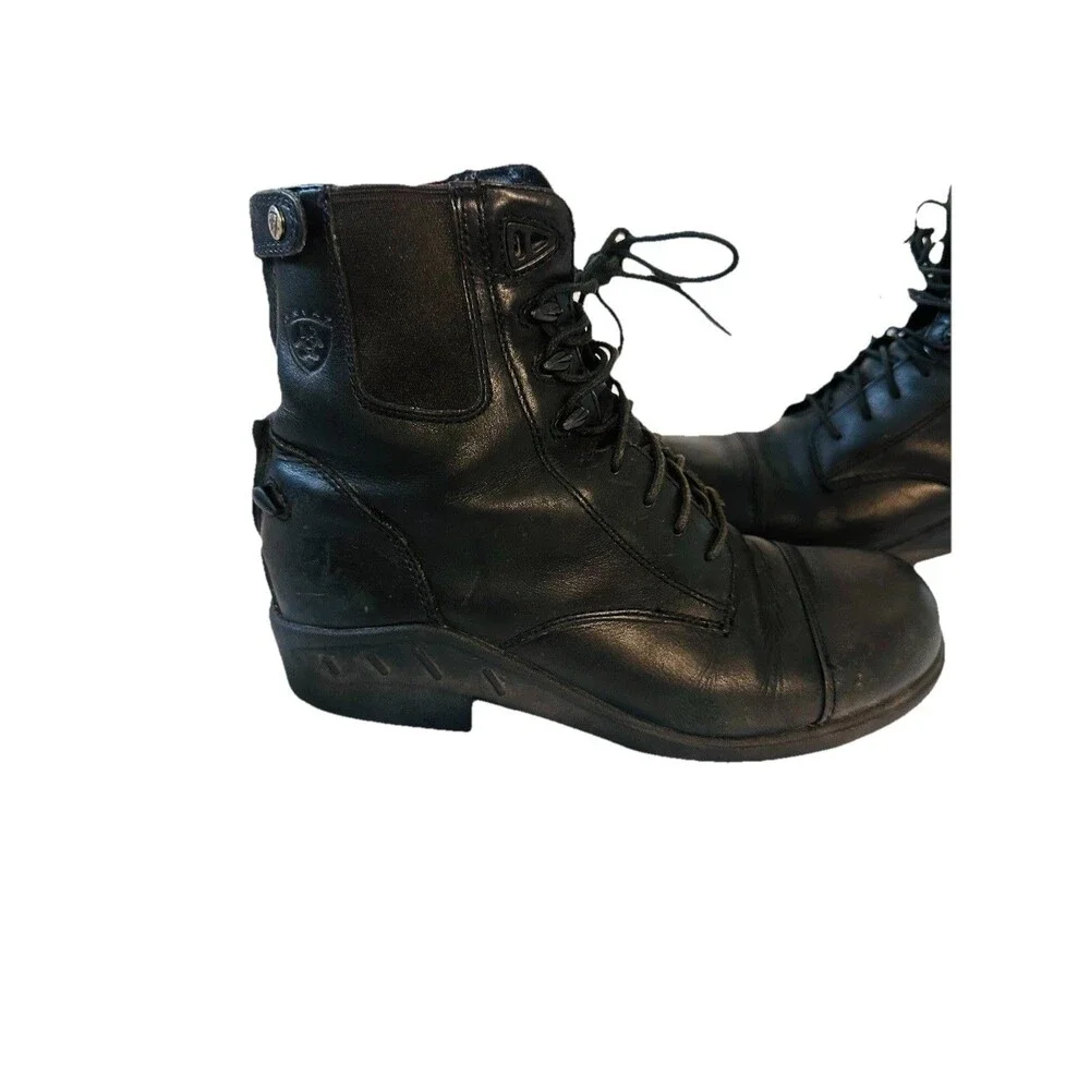 Ariat Boots Womens 8.5 B Black Heritage IV Paddock Ridding Boots Combat Leather - Picture 7 of 16